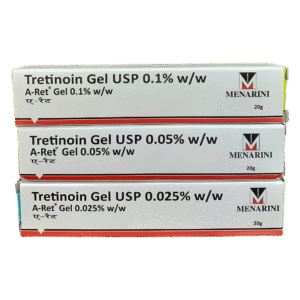A-Ret Tretinoin 0.1%, 0.05%, 0.025% Gel 20g for Acne and Pimples
